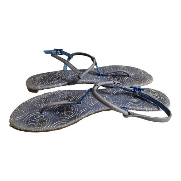 TORY BURCH Emmy Stitched Thong Sandal Light Blue Leather - Size 6 1/2 - Picture 3 of 8